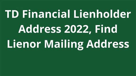 Lienholder addresses. Things To Know About Lienholder addresses. 